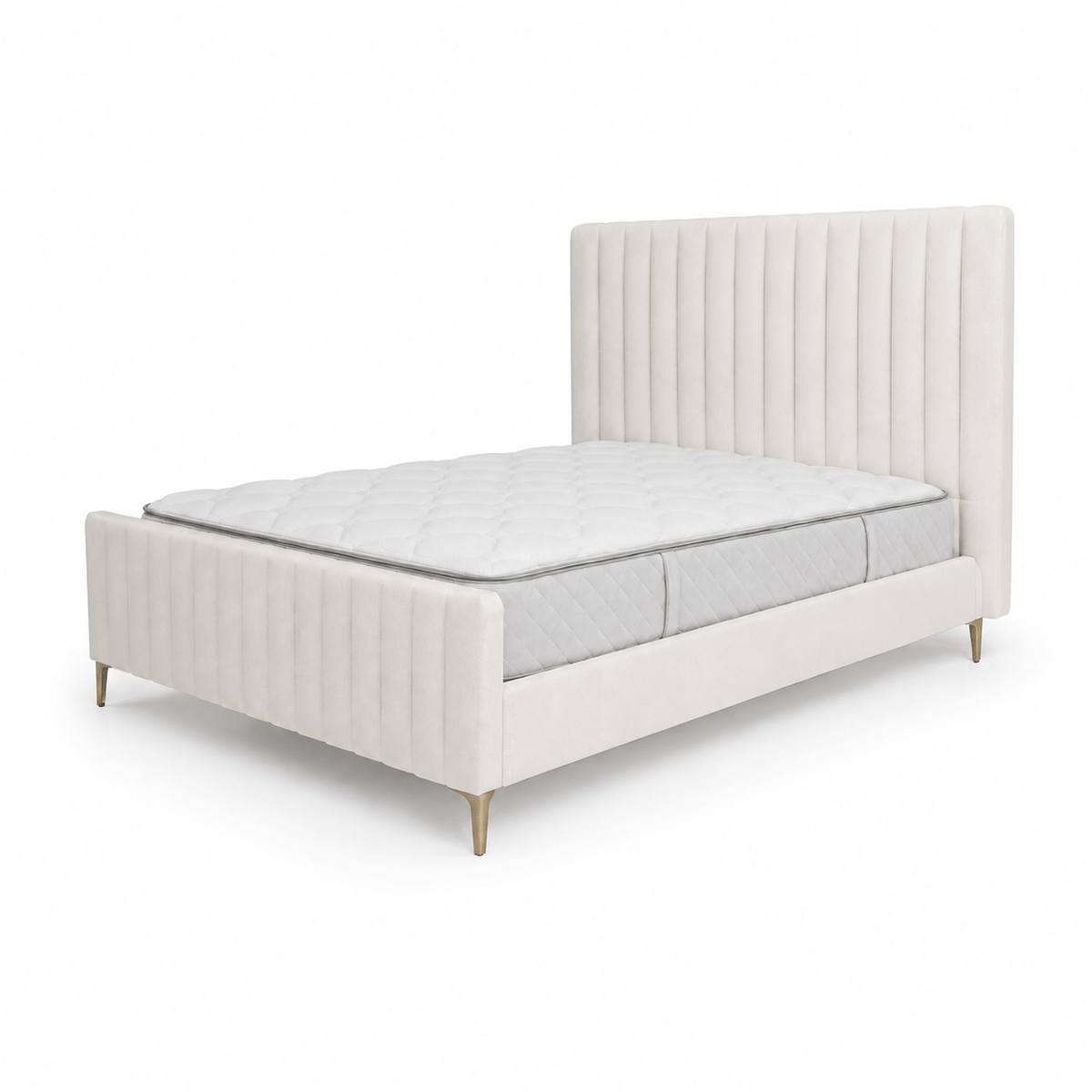 Furniture  -  Reece King Size Bedframe - Cream  -  60487293