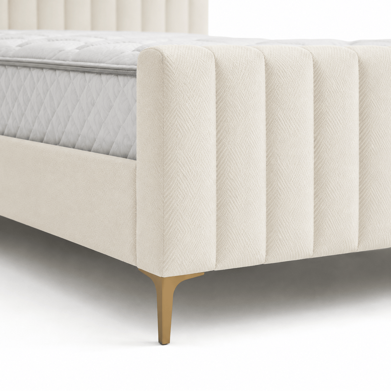 Furniture  -  Reece King Size Bedframe - Cream  -  60487293