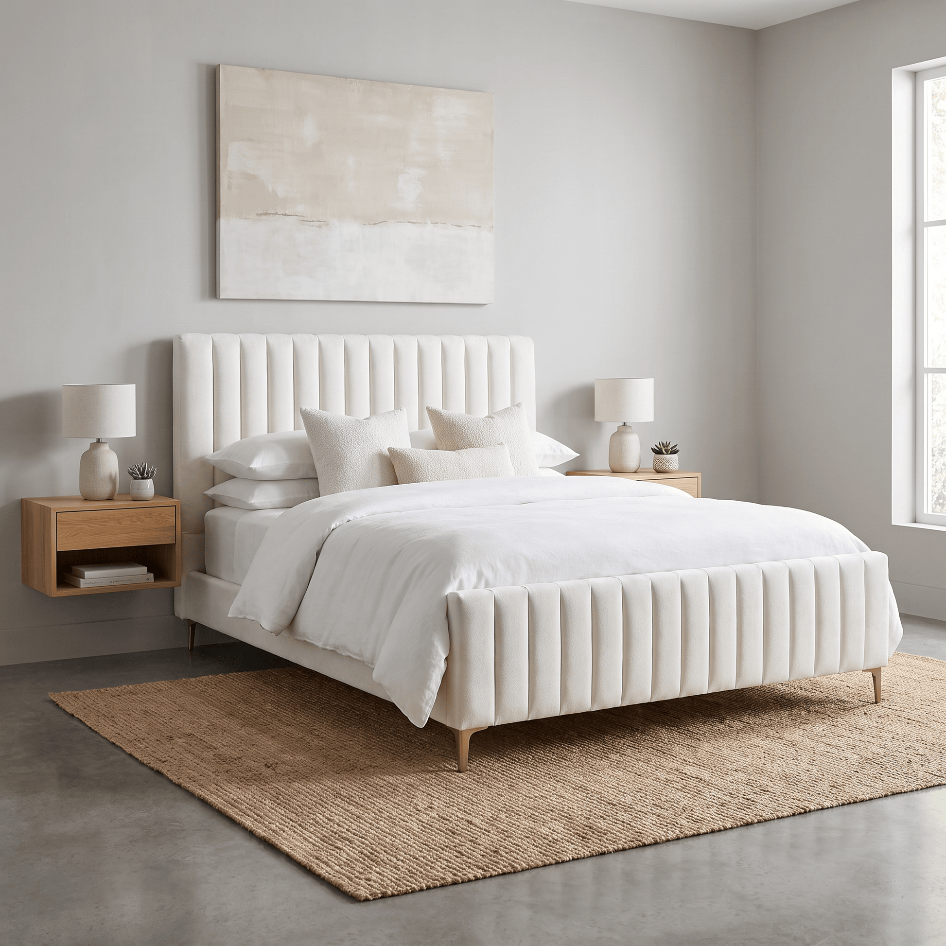 Furniture  -  Reece King Size Bedframe - Cream  -  60487293