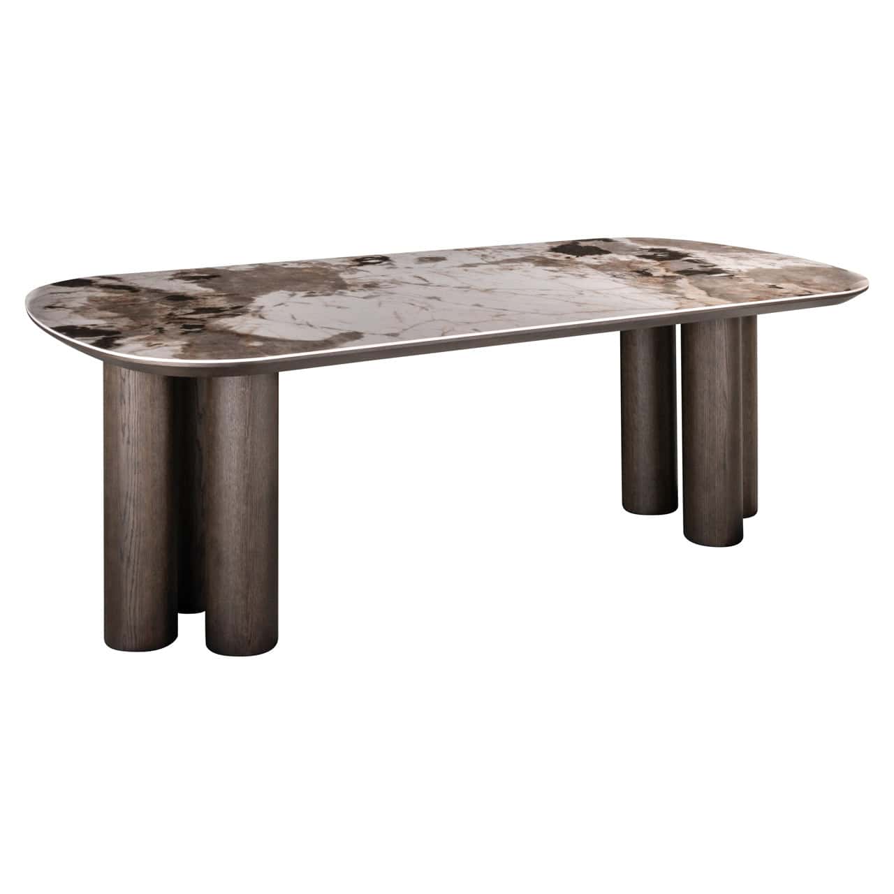 Richmond Langford Dining Table angled view dark wood legs modern dining table
