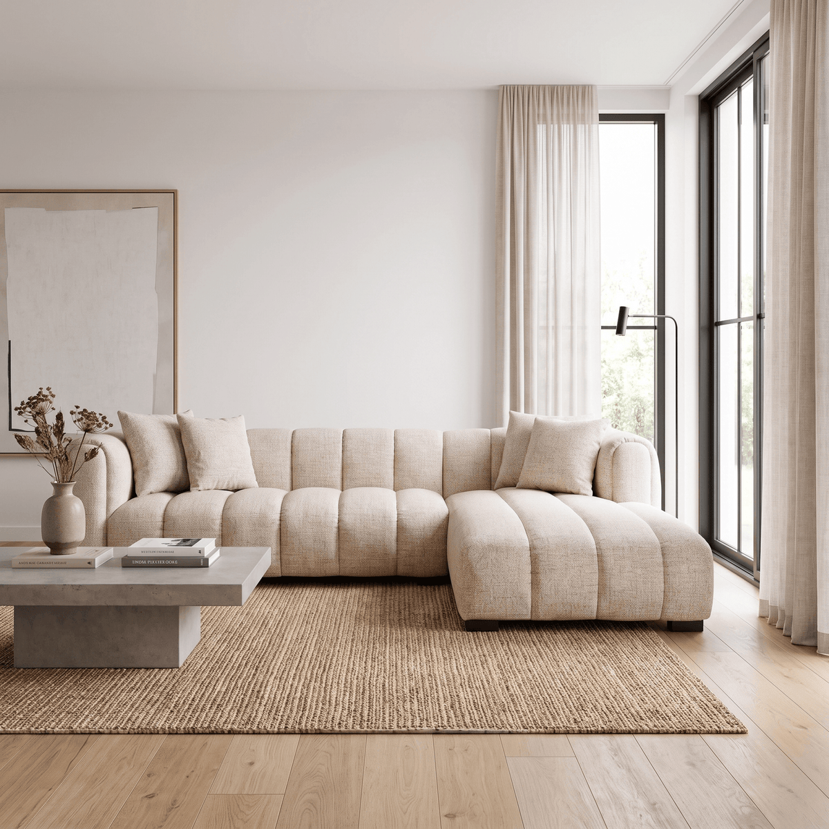 Furniture  -  Richmond Novaro RHF Chaise - Cream Tweed (Special Order)  -  60487277