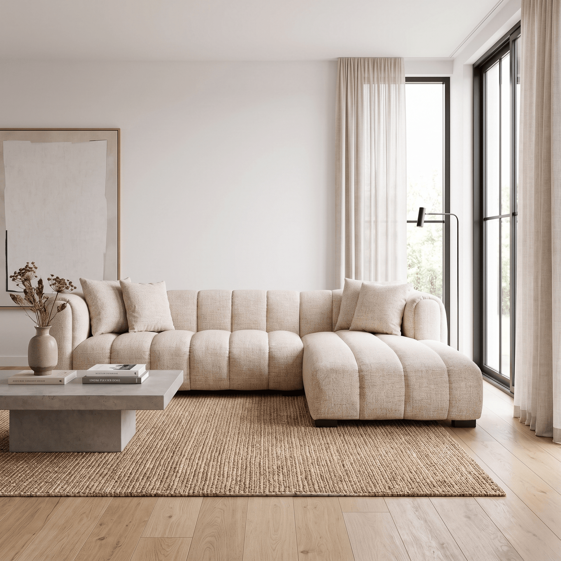 Furniture  -  Richmond Novaro RHF Chaise - Cream Tweed (Special Order)  -  60487277