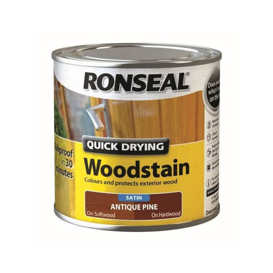 Paint  -  Ronseal Quick Dry Satin 250ml Wood Stain - Antique Pine  -  00515276