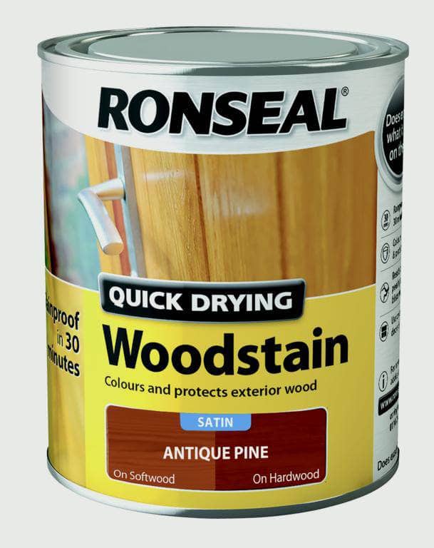 Ronseal Quick Dry Satin 750ml Wood Stain - Antique Pine  -  00514514