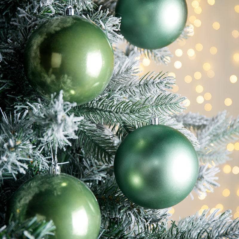 Christmas  -  Sage Green Christmas Baubles - 4 Pack  -  50153640