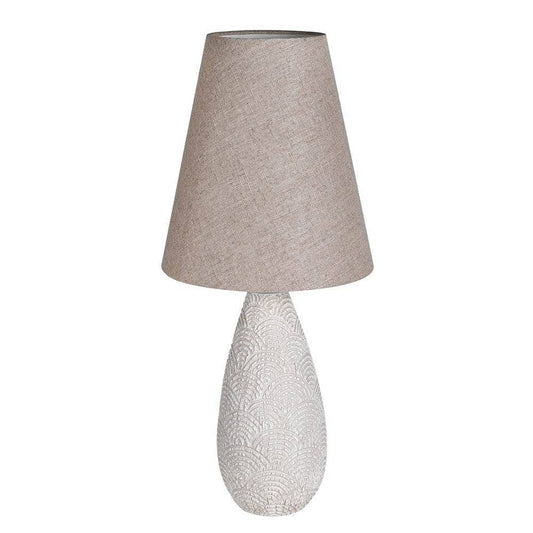 Lights  -  Scalloped Lamp with Cream Linen Shade  -  60005153