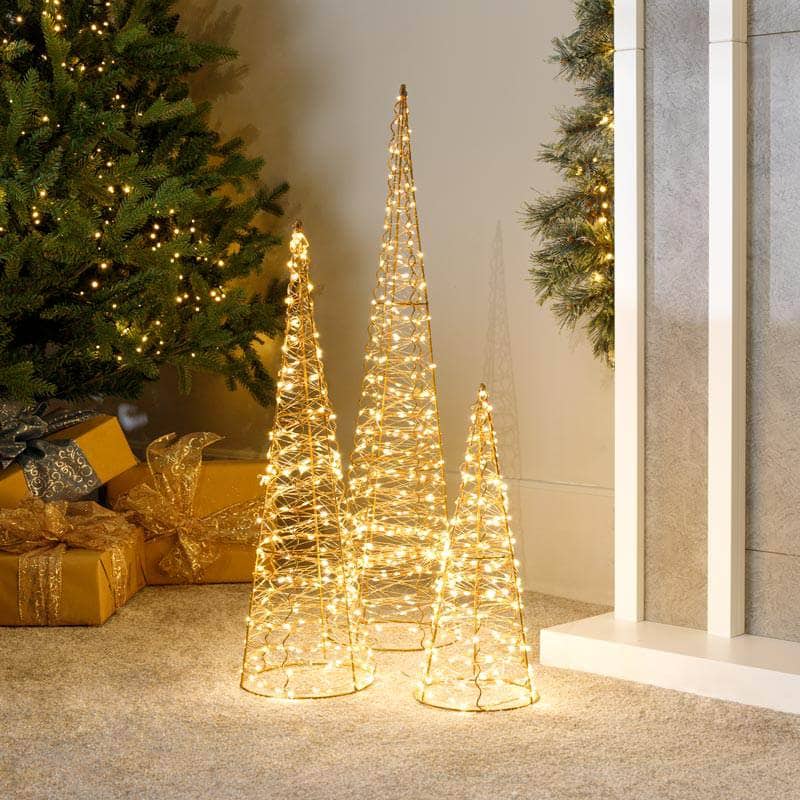 Christmas  -  Set Of 3 LED Cones - Rose Gold  -  60008390