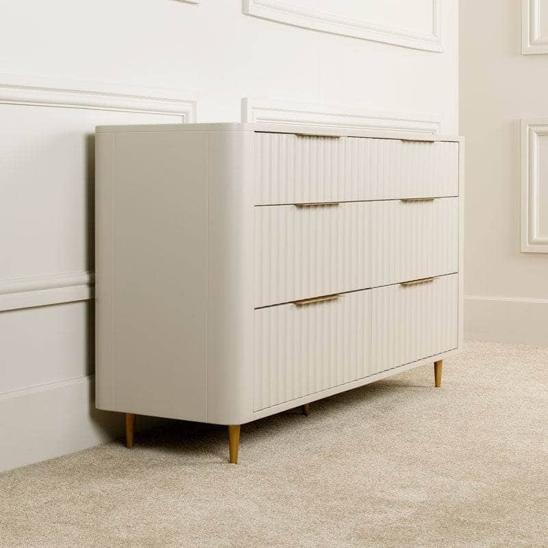 Furniture  -  Sicily 6 Draw Wide Chest - Off-White  -  60008971