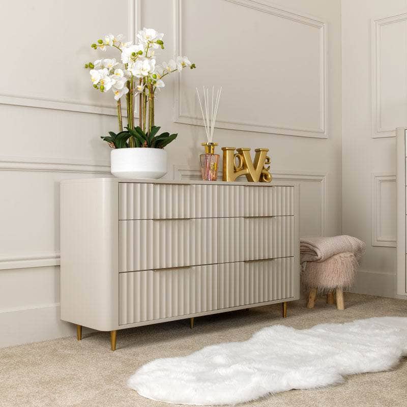 Furniture  -  Sicily 6 Draw Wide Chest - Off-White  -  60008971