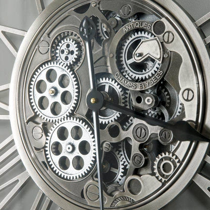 Homeware  -  Silver Gears Wall Clock - 53cm  -  60008123