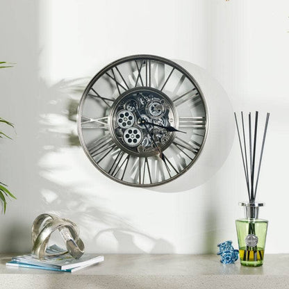 Homeware  -  Silver Gears Wall Clock - 53cm  -  60008123