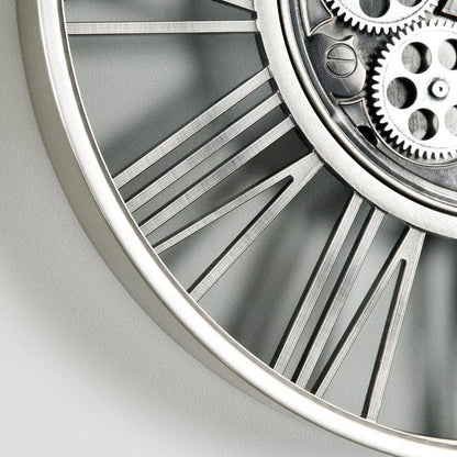 Homeware  -  Silver Gears Wall Clock - 53cm  -  60008123