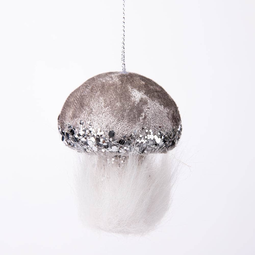 Silver Mushroom Christmas Tree Decoration - 8cm -  60008493