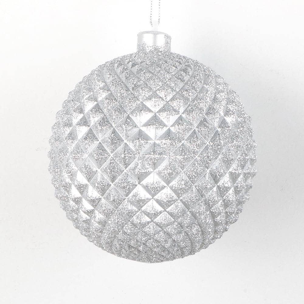 Silver Spike Christmas Bauble - 13cm - 60006799