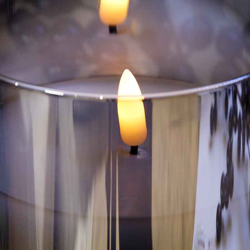Christmas  -  Smoked Glass Cylinder LED Wick Candle - 17.5cm  -  60008557