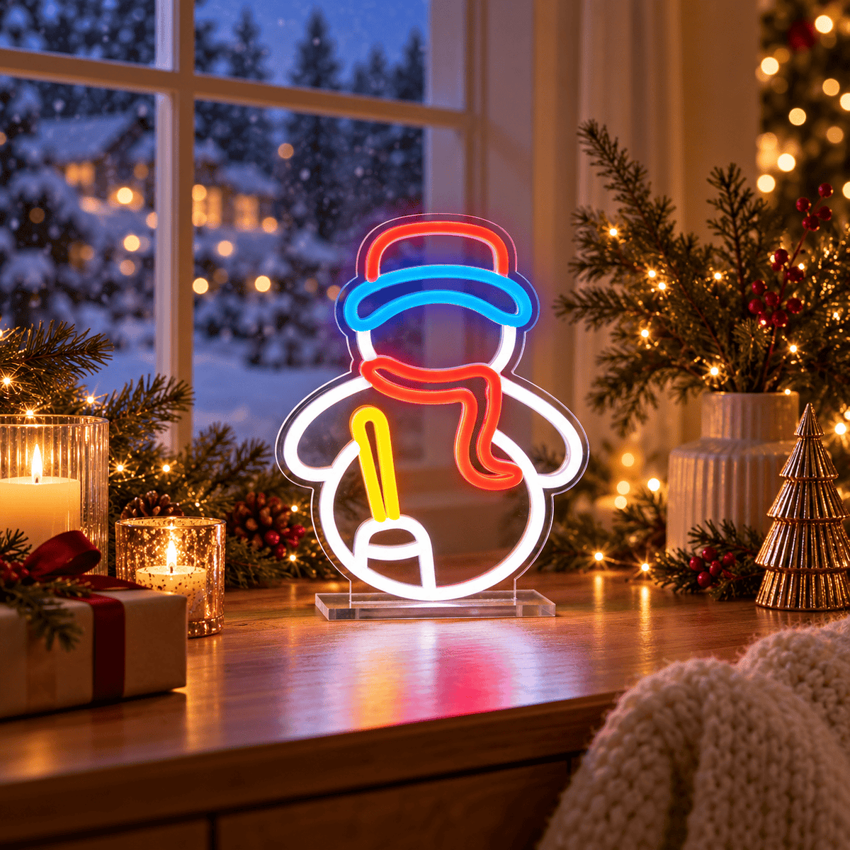 Christmas  -  Snowman Tabletop Neon Sign - 25cm  -  60484035