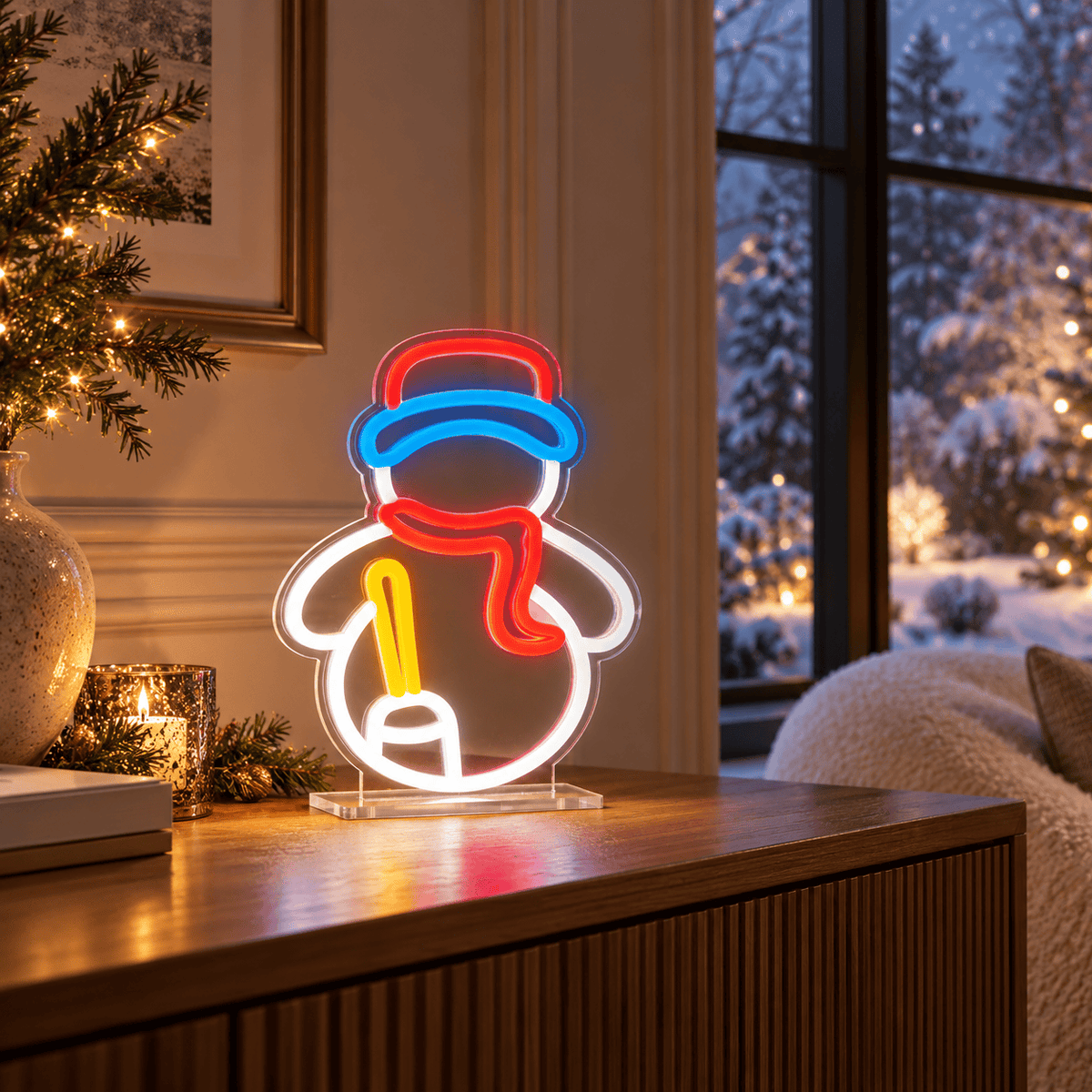 Christmas  -  Snowman Tabletop Neon Sign - 25cm  -  60484035