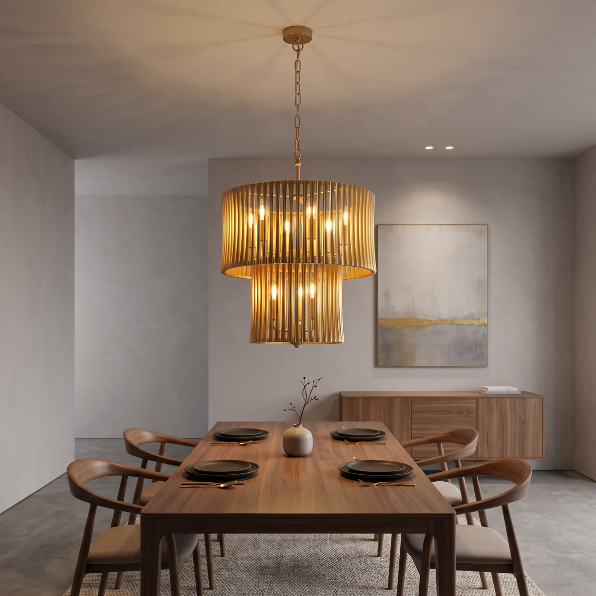 Split 9 Light Pendant Ceiling Light - Gold