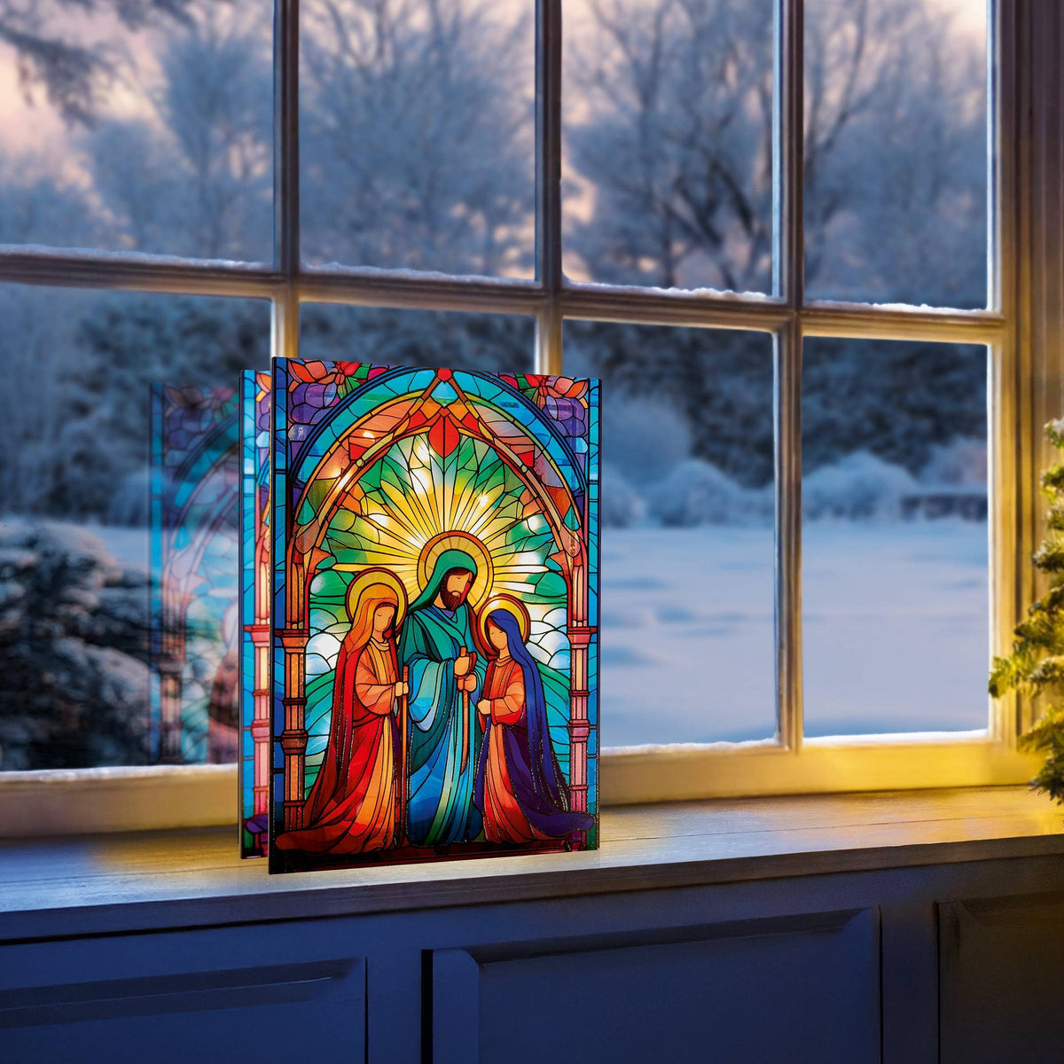 Christmas  -  Stained Glass Nativity Scene LED Light  -  60487755