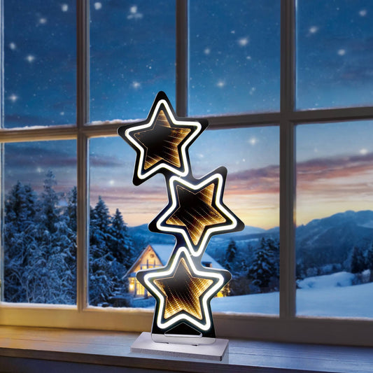 Christmas  -  Star Stack Lit Infinity Mirror - 60cm  -  60487743