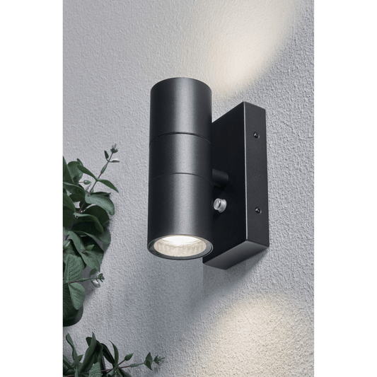 Lights  -  Strasbourg Up & Down Wall Light With Photocell - Black  -  60010120