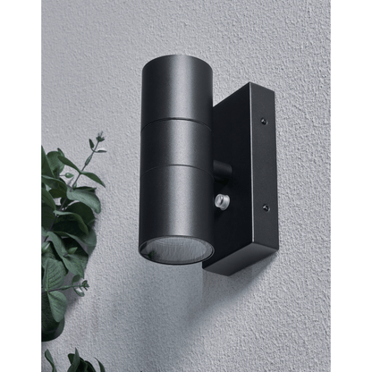 Lights  -  Strasbourg Up & Down Wall Light With Photocell - Black  -  60010120