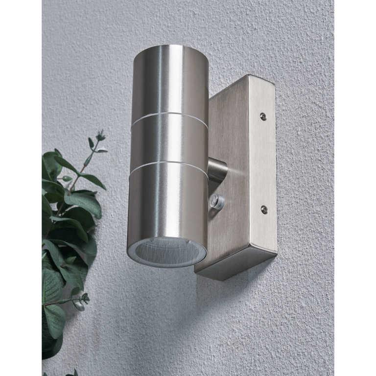 Lights  -  Strasbourg Up & Down Wall Light With Photocell - Stainless Steel  -  60010121