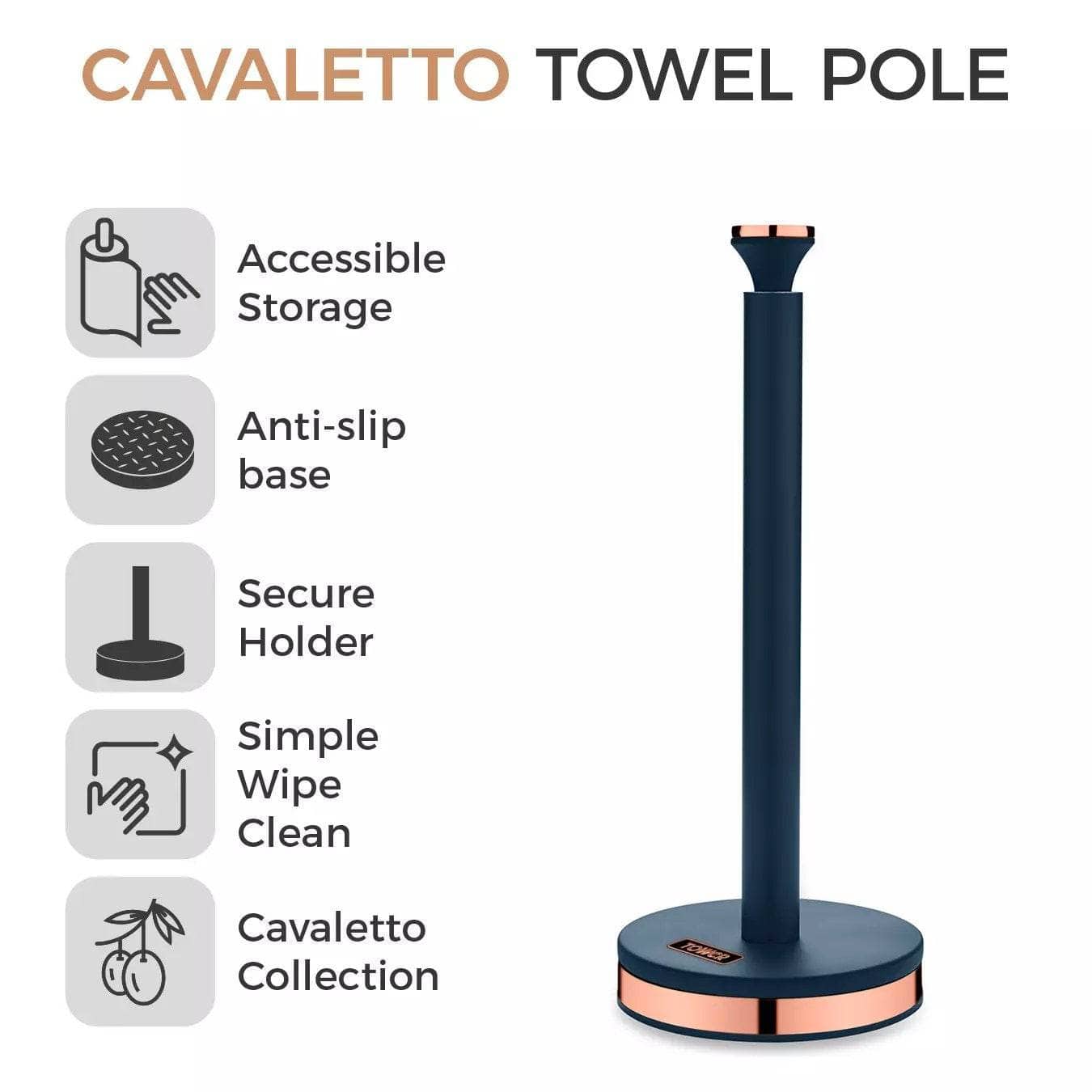 Kitchenware  -  Tower Cavaletto Towel Pole - Midnight Blue -  60008043