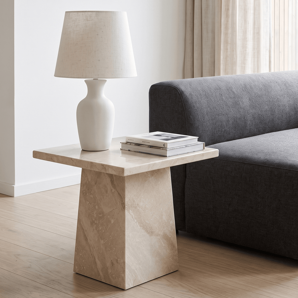 Furniture  -  Troy Lamp Table - Taupe  -  60191795