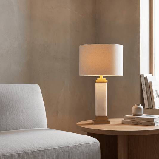 Lights  -  U.A Gold Alabaster Table Lamp  -  60485665