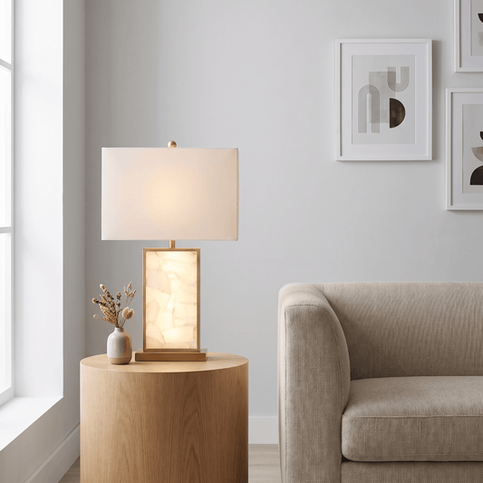 Lights  -  U.A Gold Alabaster Table Lamp  -  60485658