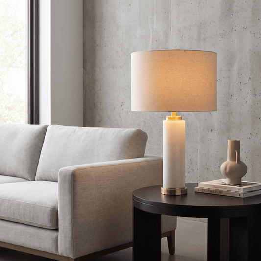 Lights  -  U.A Gold Alabaster Table Lamp  -  60485664
