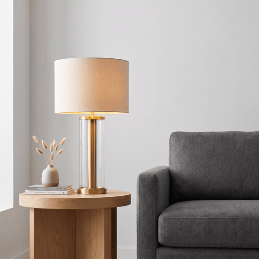 Lights  -  U.A Gold Glass Metal Table Lamp  -  60485666
