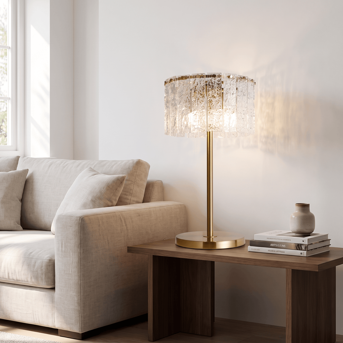 Lights  -  U.A Gold Glass Table Lamp  -  60485668