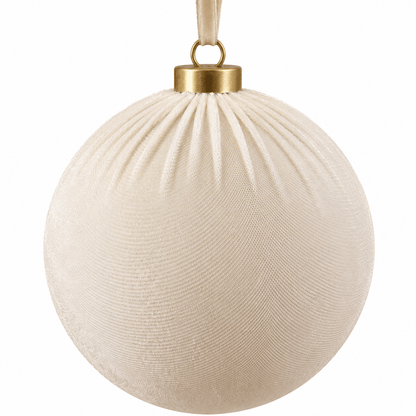 Christmas  -  Velvet Bauble - Cream - 15cm  -  60486099