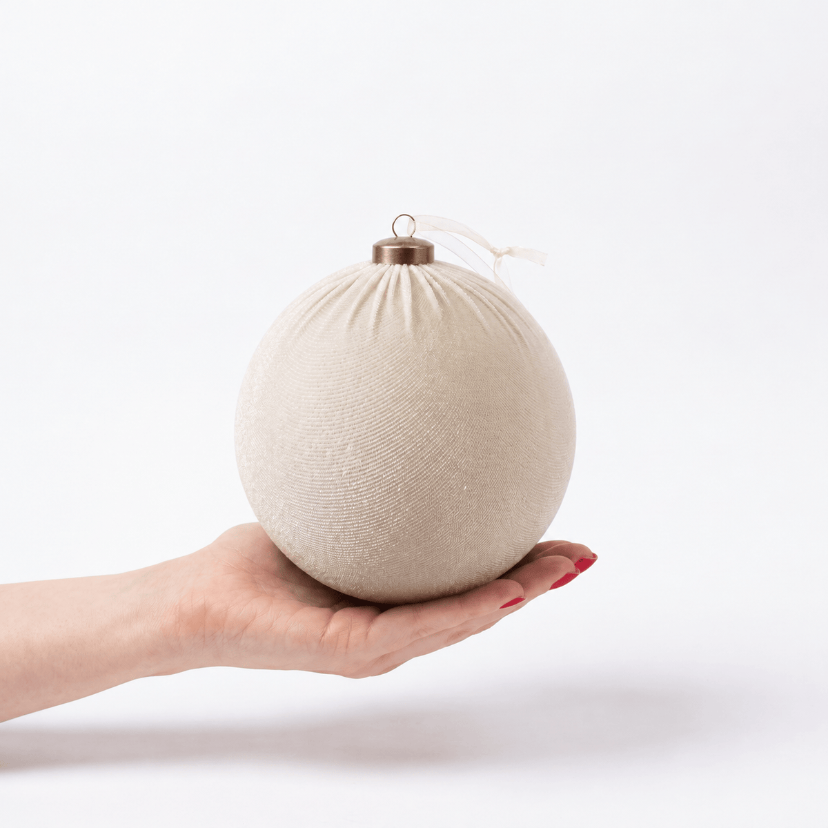 Christmas  -  Velvet Bauble - Cream - 15cm  -  60486099