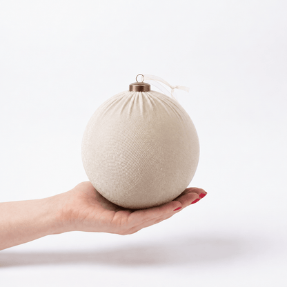 Christmas  -  Velvet Bauble - Cream - 15cm  -  60486099