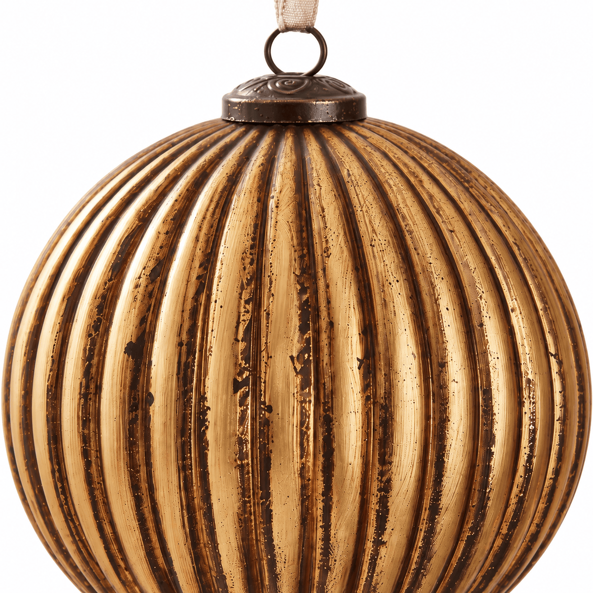 Christmas  -  Vintage Matte Gold Fluted Bauble - 15cm  -  60486204