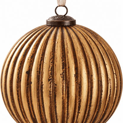 Christmas  -  Vintage Matte Gold Fluted Bauble - 15cm  -  60486204