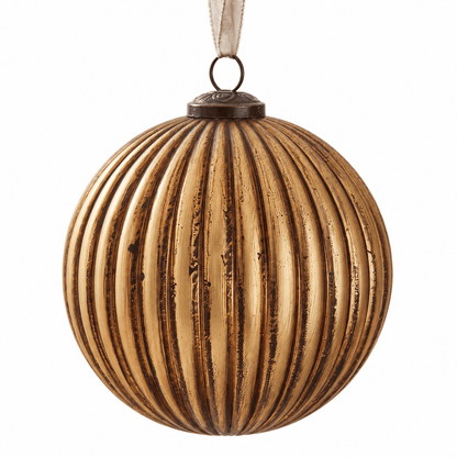Christmas  -  Vintage Matte Gold Fluted Bauble - 15cm  -  60486204