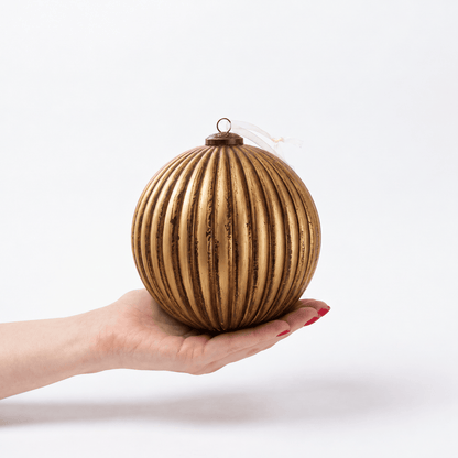 Christmas  -  Vintage Matte Gold Fluted Bauble - 15cm  -  60486204