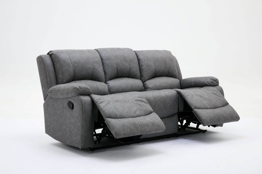 Outlet Sofas  -  Outlet Vivo Manual Recliner 3 Seat Sofa - Grey  -  60418175