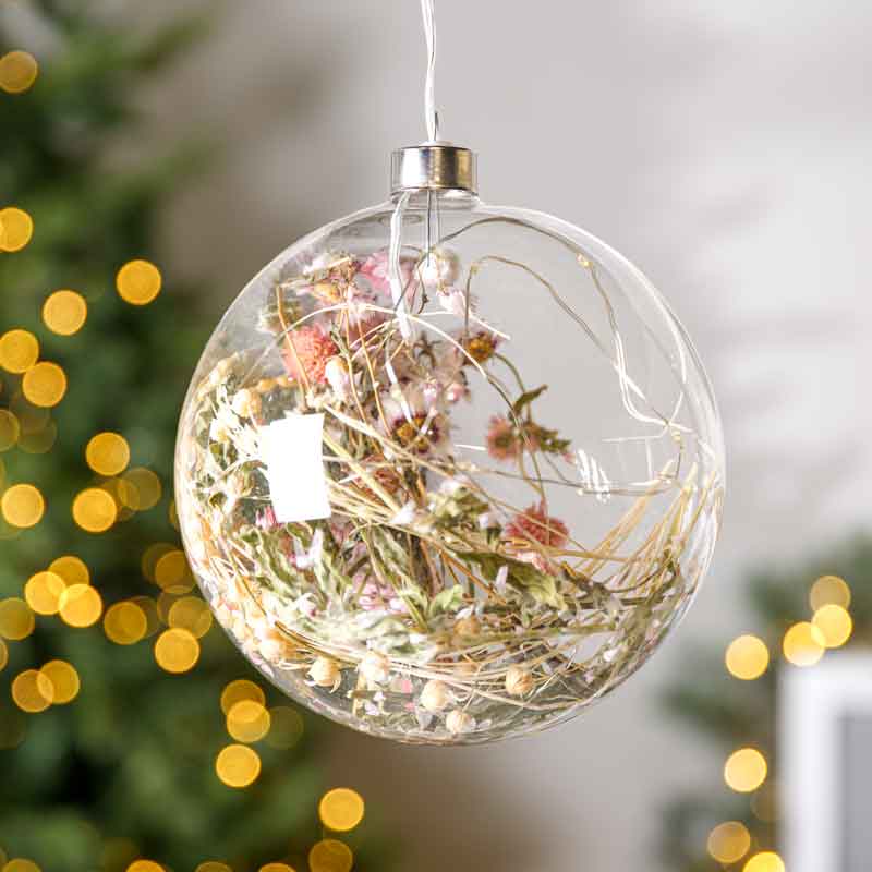Christmas  -  Warm White Translucent Micro LED Glass Bauble - 14cm  -  60002625