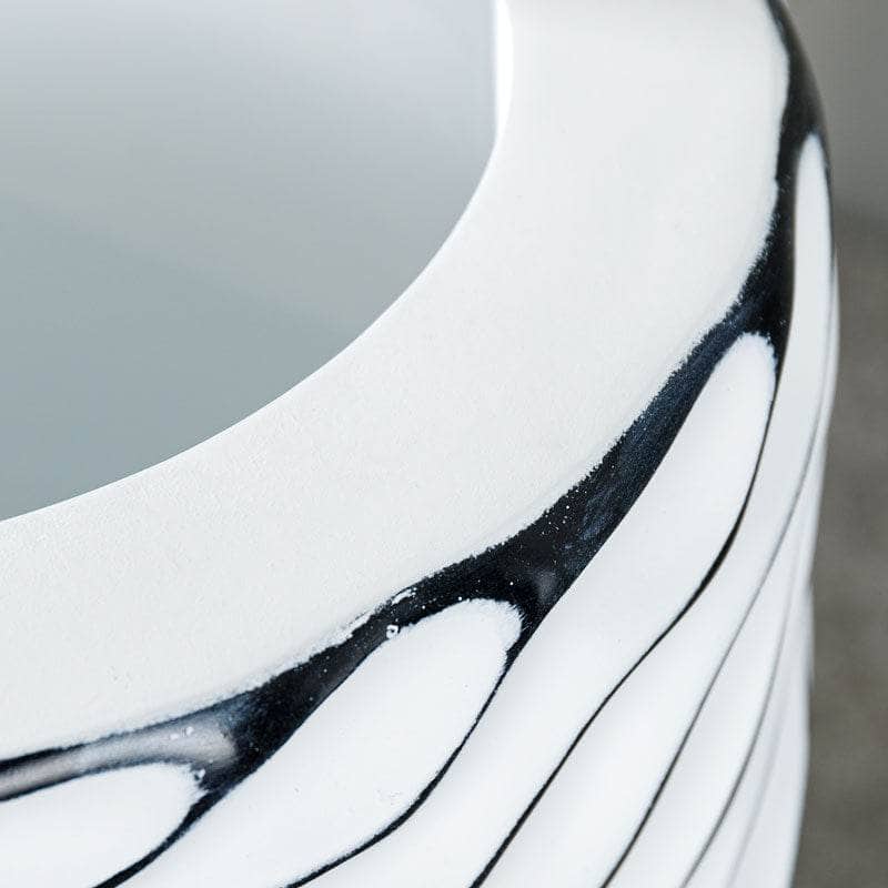 Homeware  - White & Black Ripple Vase - 67cm  -  60008148