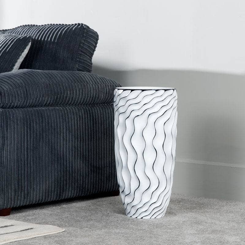 Homeware  -White & Black Ripple Vase - 67cm  -  60008148