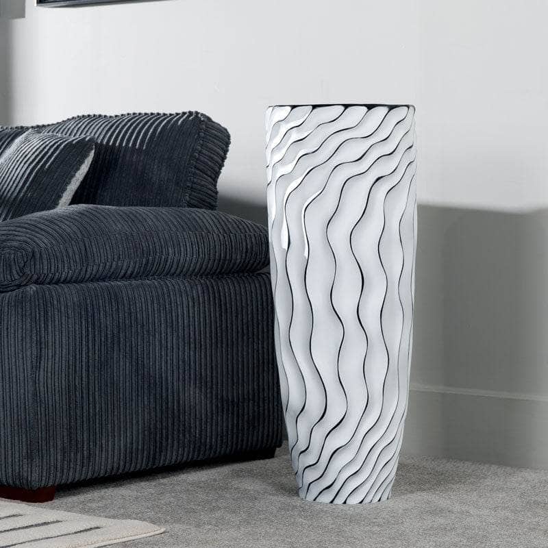 Homeware - White & Black Ripple Vase - 90cm  -  60008150