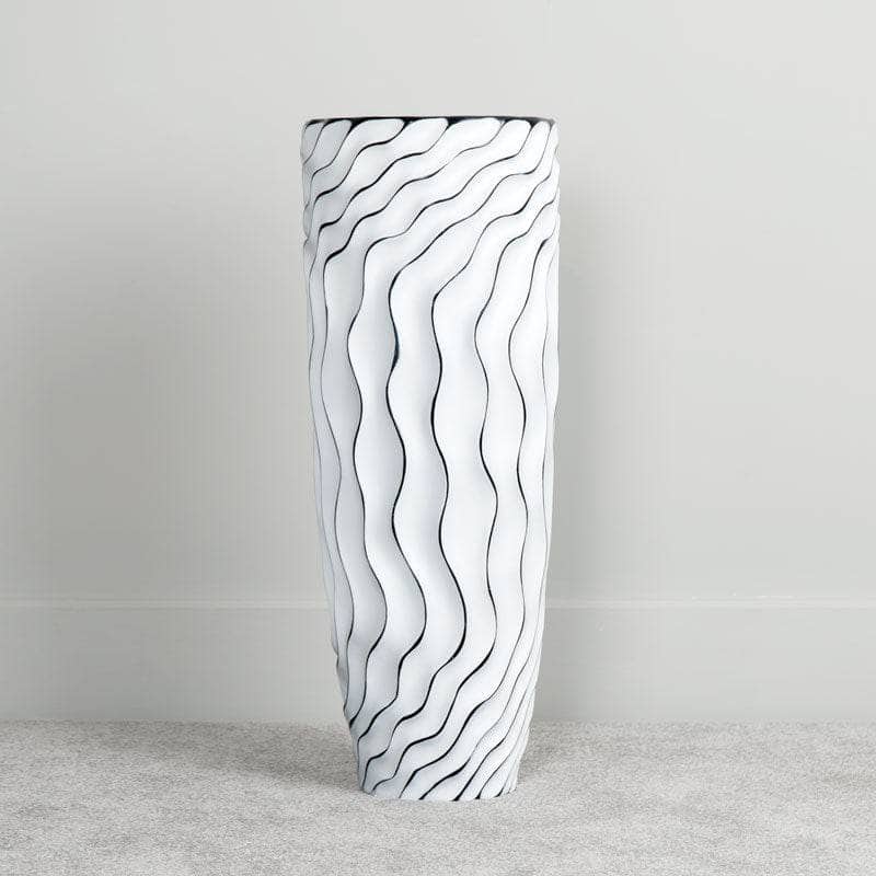 Homeware -White & Black Ripple Vase - 90cm  -  60008150