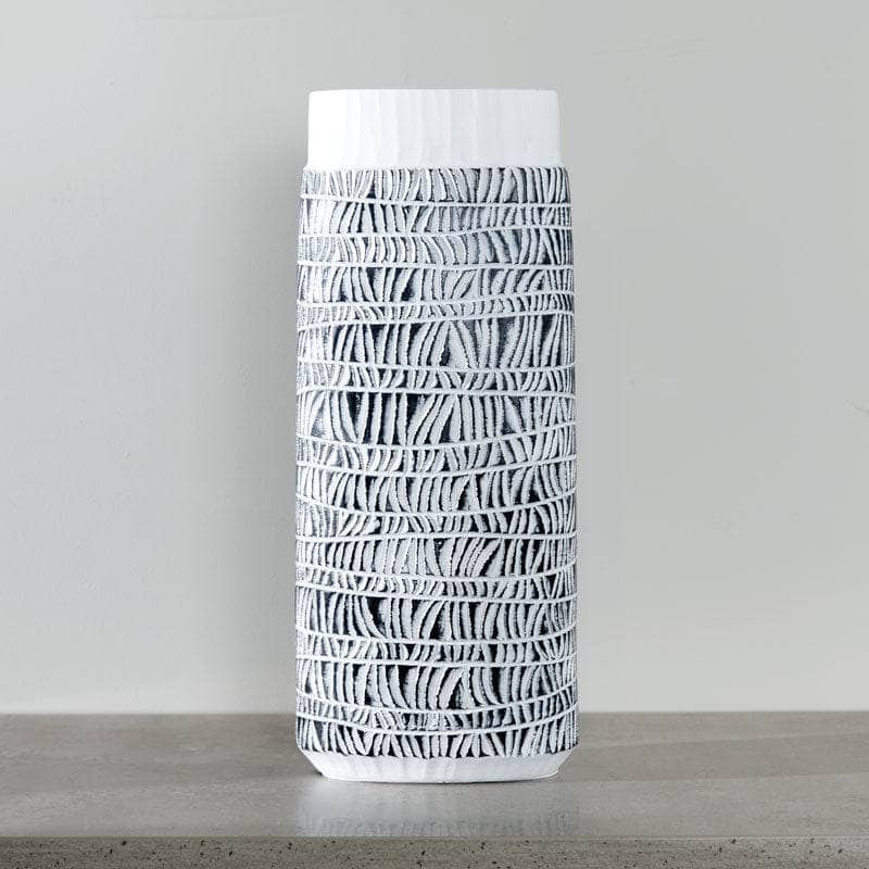 Homeware  - White & Black Tribal Pattern Vase - 40cm  -  60008138