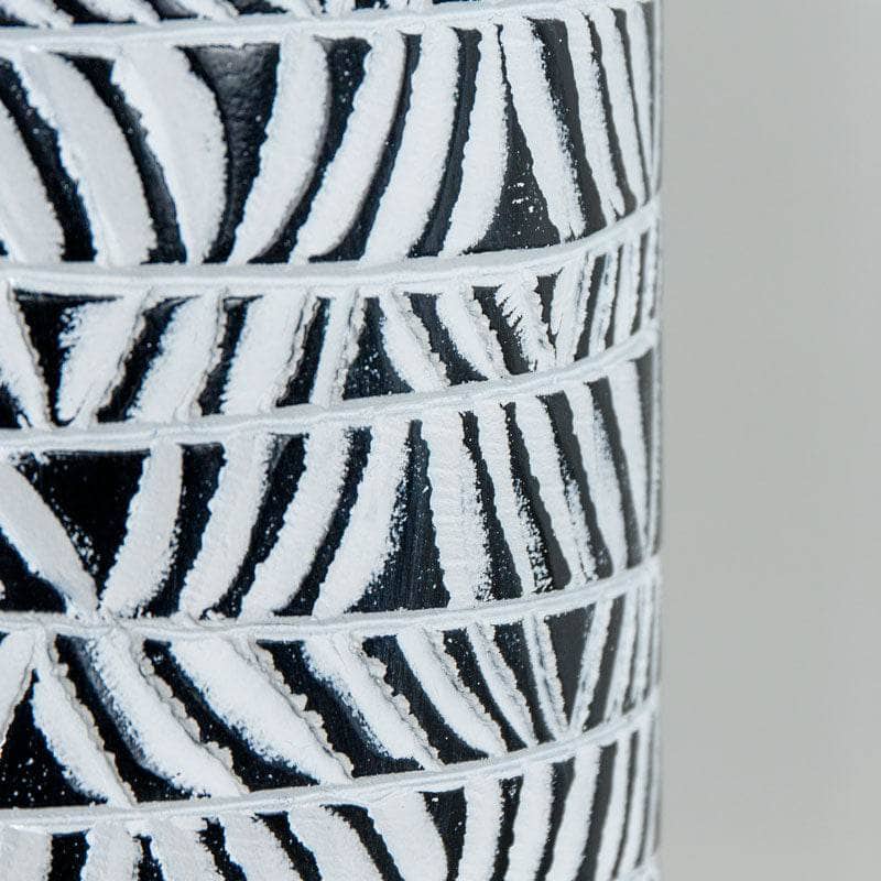  Homeware - White & Black Tribal Stripe Pattern Vase - 39cm -  60008135
