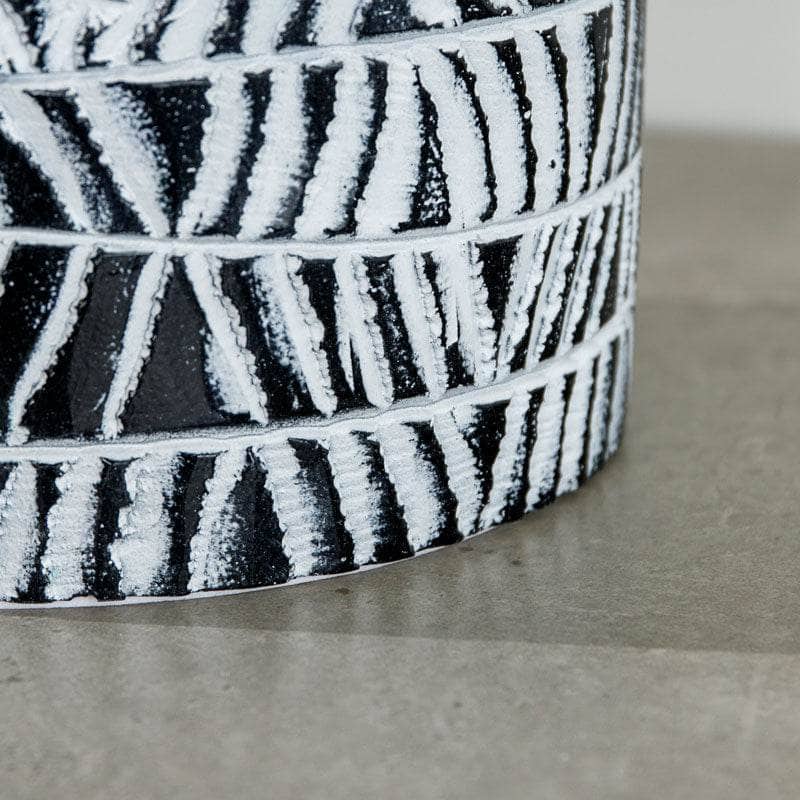 Homeware - White & Black Tribal Stripe Pattern Vase - 39cm  -  60008135